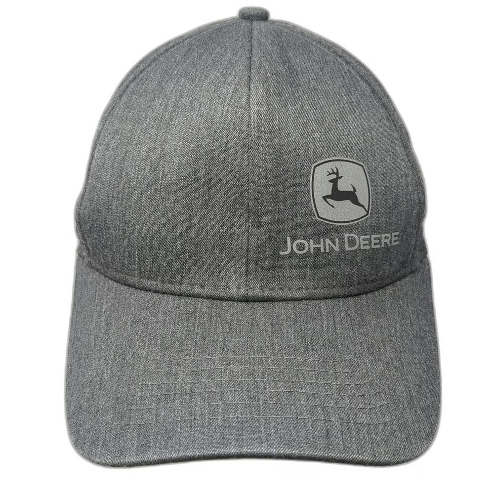 John Deere Baseball Cap Gray One Size Heathered Strapback Agriculture Logo Hat
